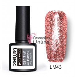 Oja semipermanenta LeMooc Platinum Effect UV / LED de 8 ml Cod LM43 Rose Antique + 1 Cutie sclipici Auriu Cadou